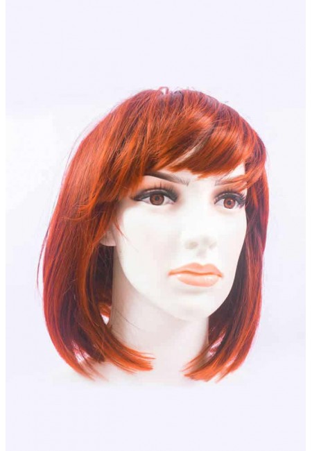 Червена Къса Перука от изкуствен косъм