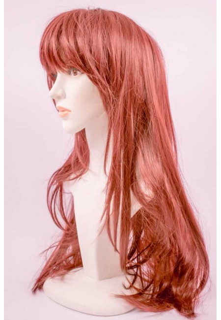 Дълга Червена Права Перука от изкуствен косъм
